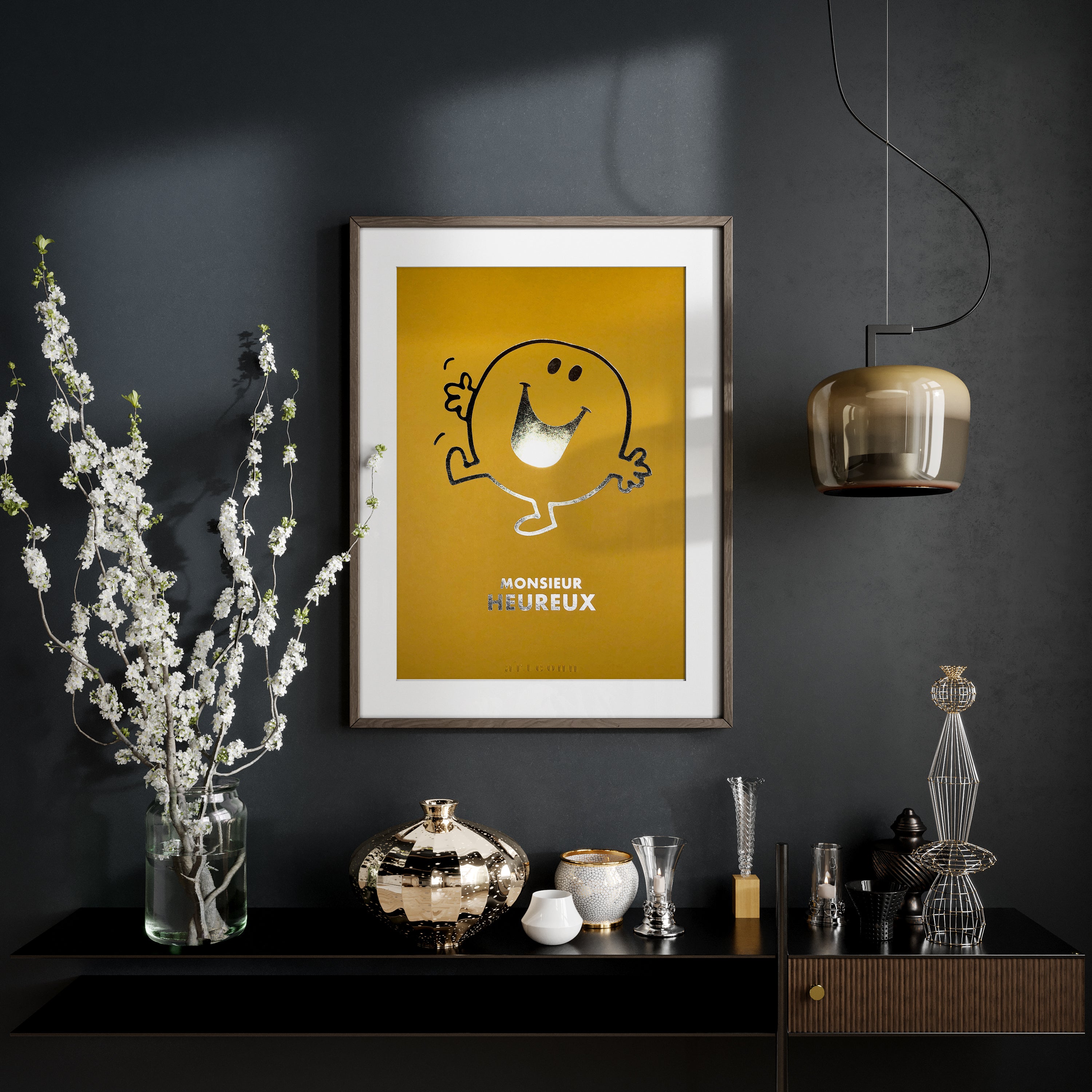 Arteonn Mr. Men & Little Miss Monsieur Heureux Art Print