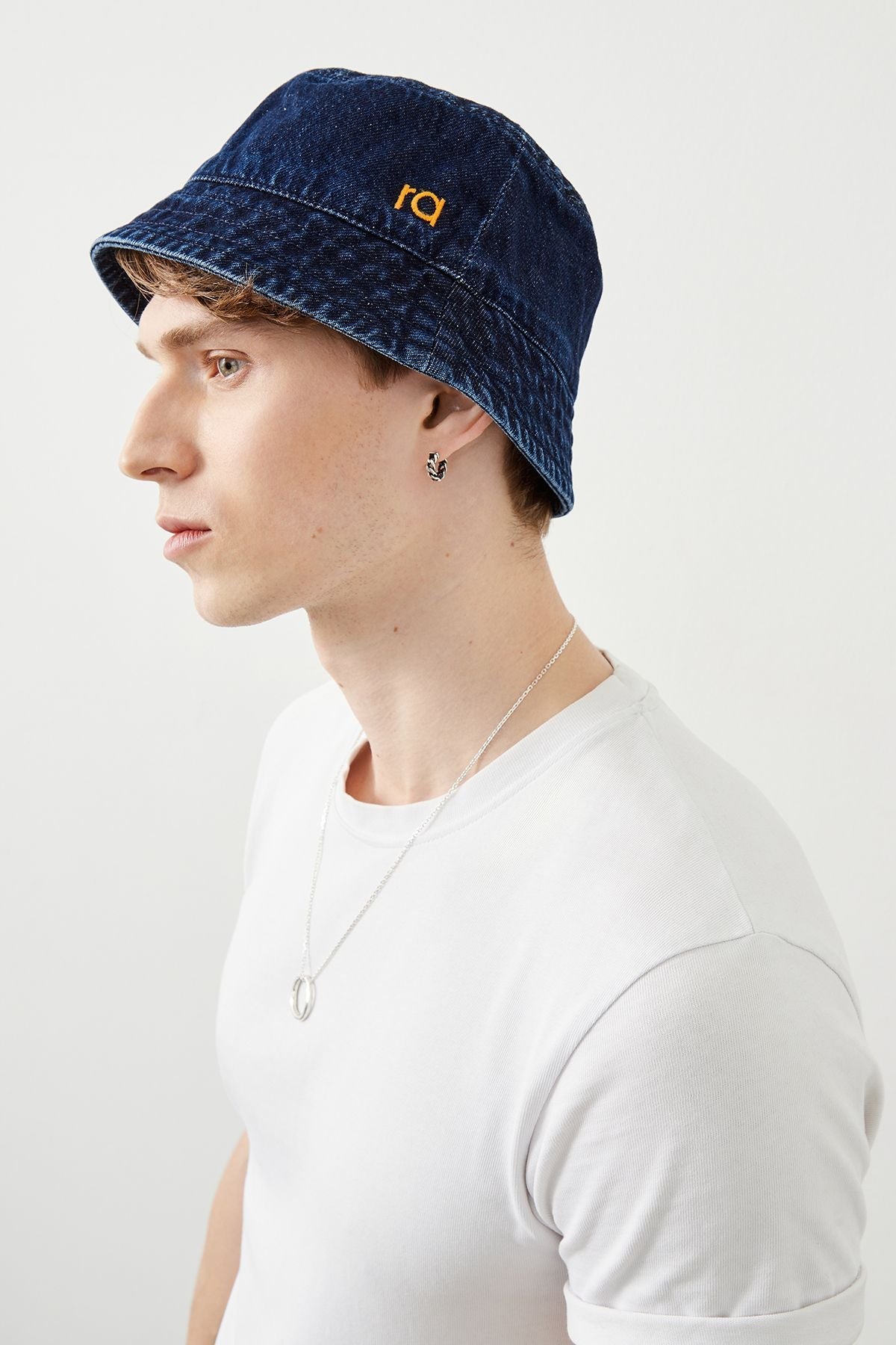  Ra Denim-Ra Embroidery Dark Blue Unisex Bucket Hat-2