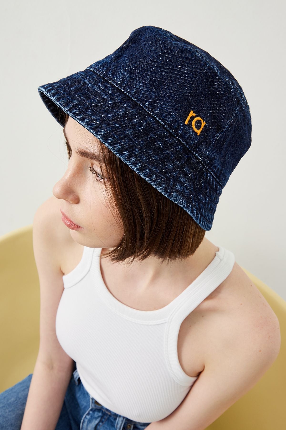  Ra Denim-Ra Embroidery Dark Blue Unisex Bucket Hat-1