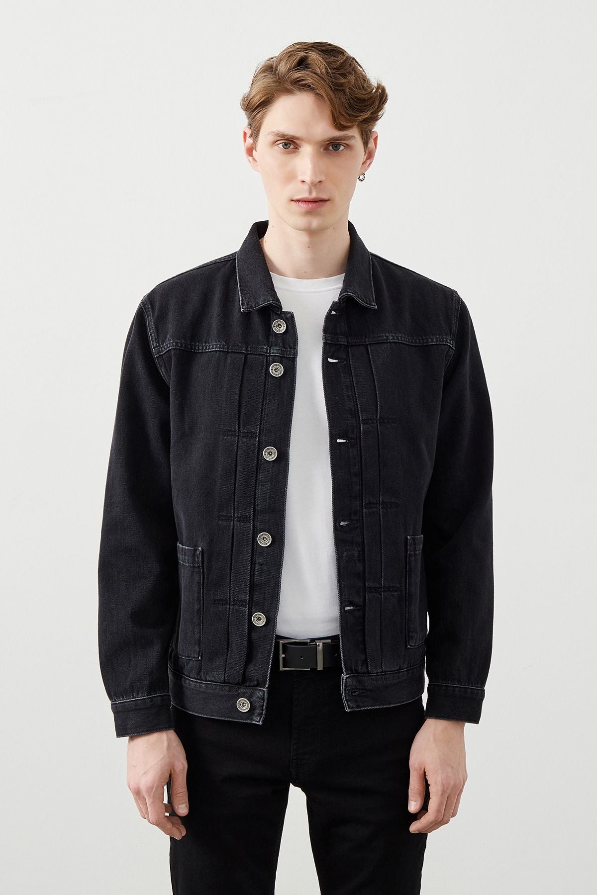  Ra Denim-Retro Trucker Black Men’s Denim Jacket-2