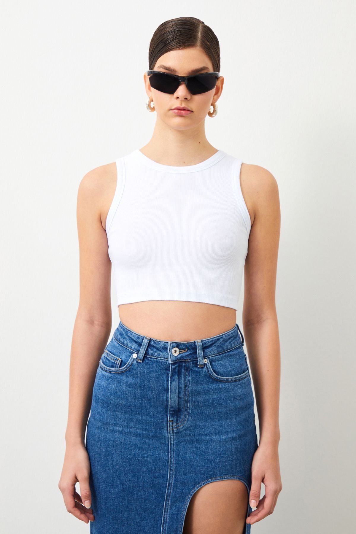  Ra Denim-Arven White Women's Crop Top-1