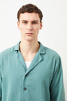  Ra Denim-Tenedos Regular Fit Green Men's Linen Shirt-4