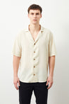  Ra Denim-Nix Oversize Fit Beige Men's Linen Shirt-1