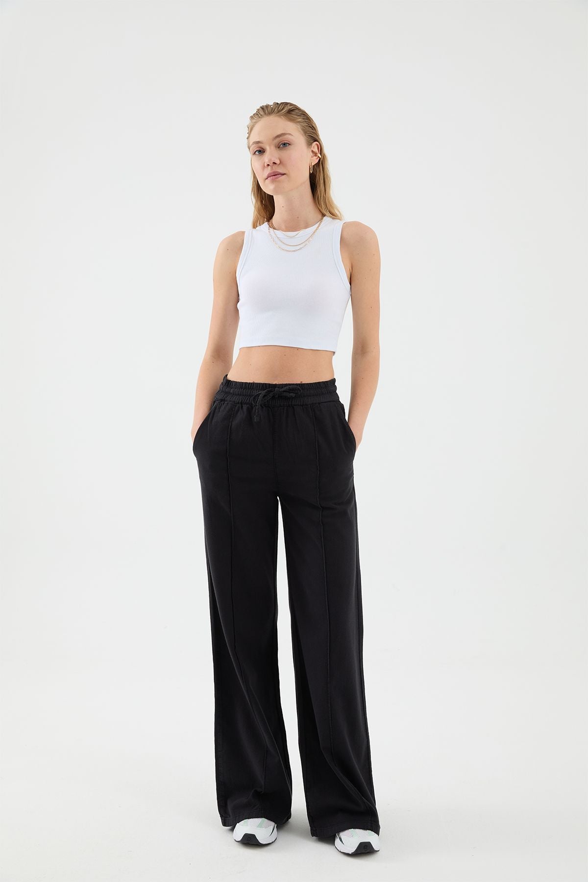 Derp Wide Leg Fit Black Women's Linen Pants