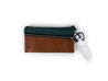 Brown Leather Green Fabric Mix Pencil Case