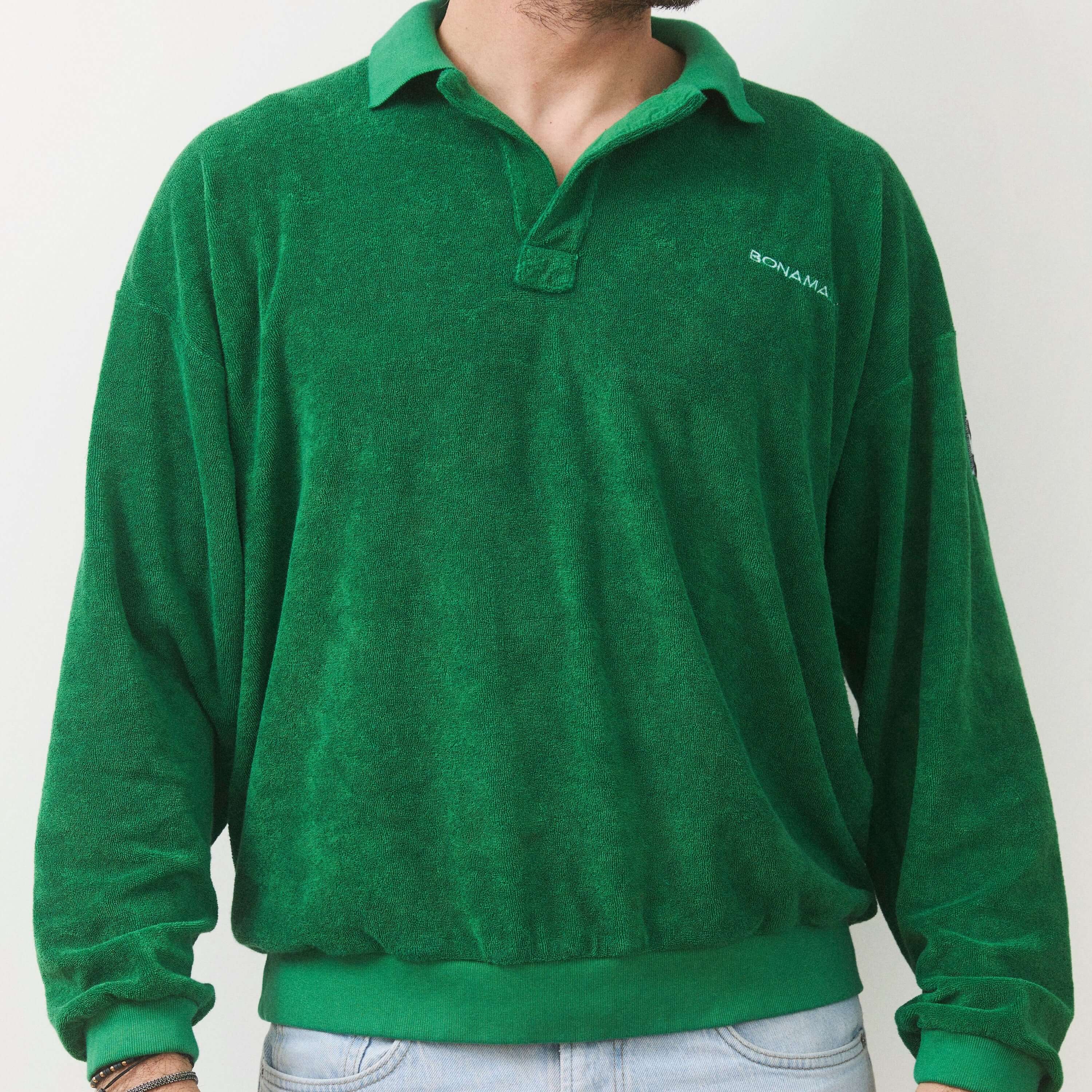 Green Terry Polo Sweater