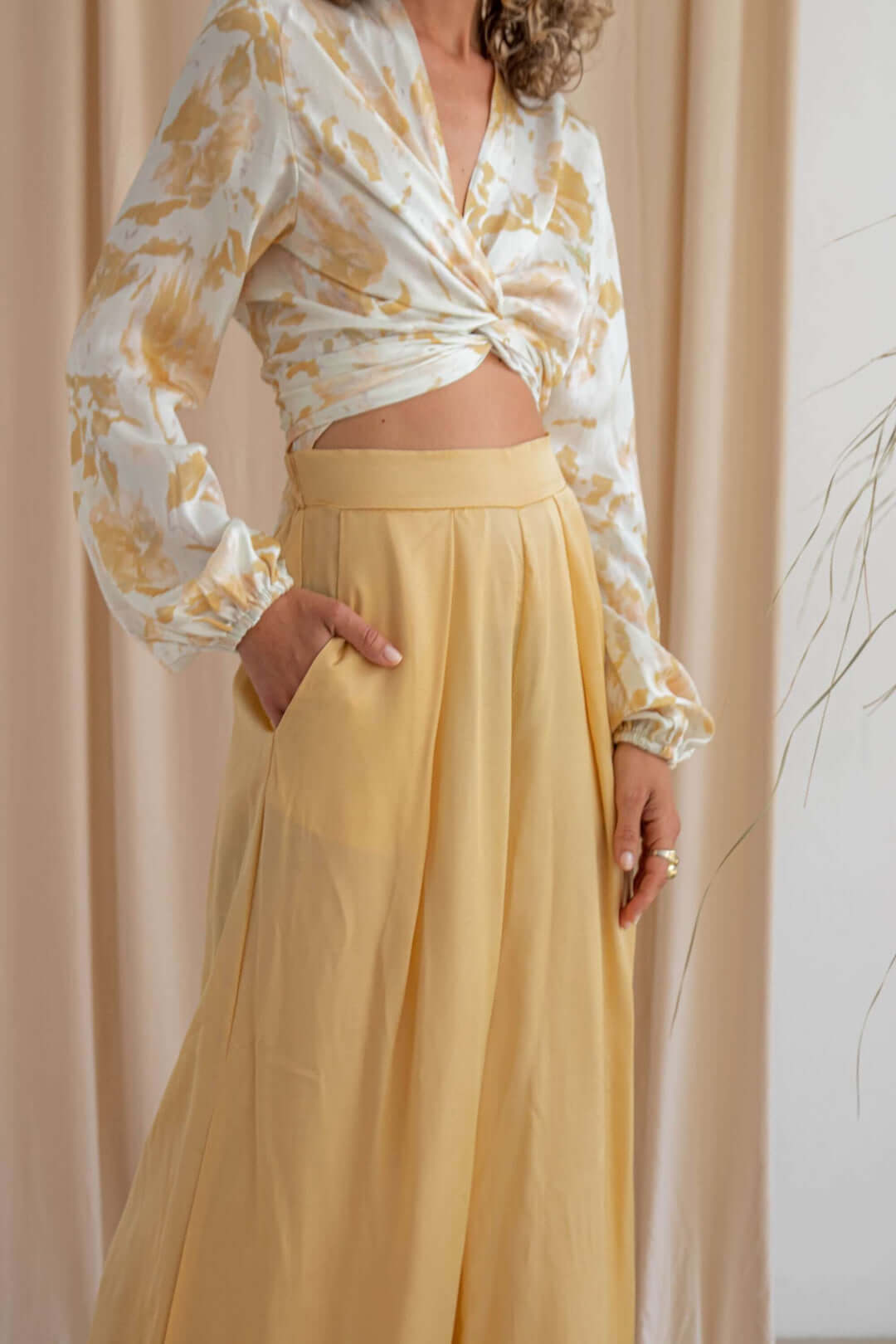  COSSAC-Palazzo Gold Yellow Pants - Sustainable Fashion | Cossac Studio-2