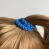 Woman wearing Kknekki Blue Hair Elastic Lake Blue