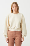  Ra Denim-Vita Crop Oversize Ecru Women's Sweatshirt-3