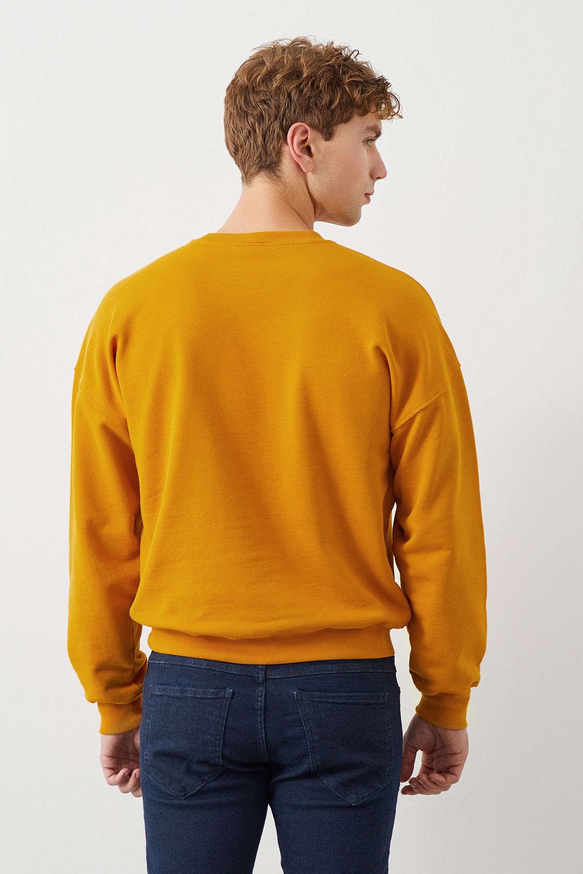  Ra Denim-Ziggy Crop Oversize Orange Men's Sweatshirt-3