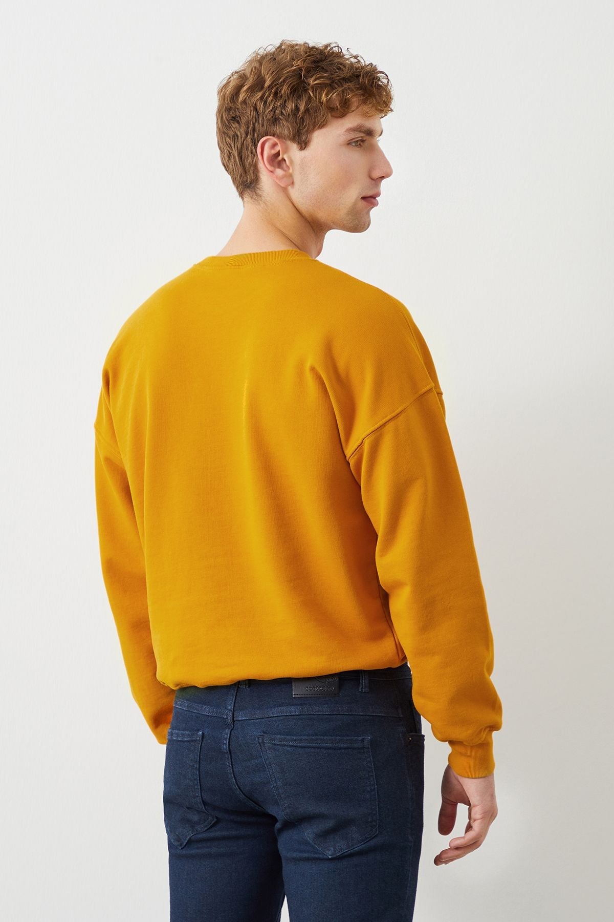  Ra Denim-Ziggy Crop Oversize Orange Men's Sweatshirt-4