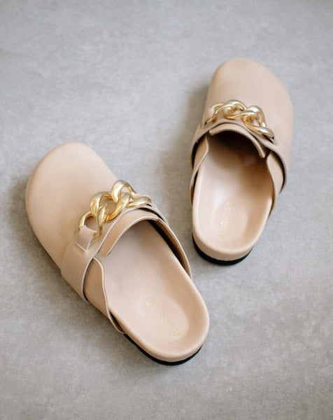 Gold Chain Clogs Nude 99things