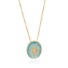 AZUNI - Astral Set Oval Gemstone Diamond Pendant Necklace