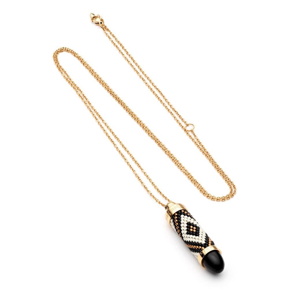 AZUNI - Black Lynx Totem Bullet Necklace