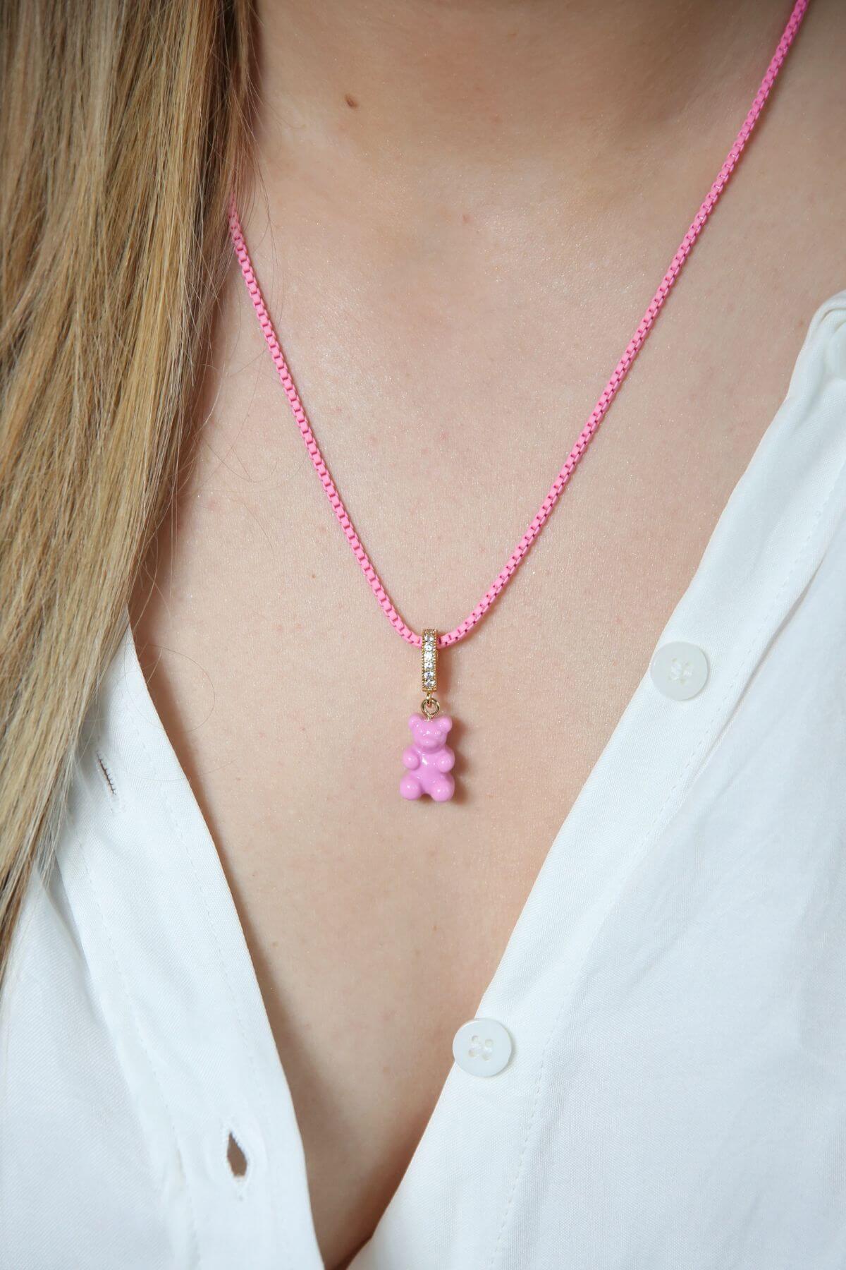 CRYSTAL HAZE - Pave Nostalgia Bear Pendant | Candy Pink