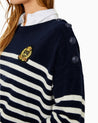 FIVE JEANS - Striped Cashmere Sweater | Navy Blue