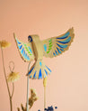 Handpainted wooden bird sculpture made from Beaujolais ash wood