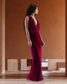 Mes Demoiselles Paris Travis Velvet Dress in Fuchsia - Front View