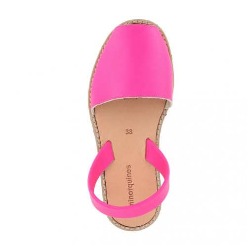 MINORQUINES - Avarca | Leather Fluo Fuchsia