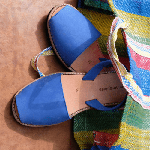 MINORQUINES - Avarca Nubuck | Blue Leather Sandals