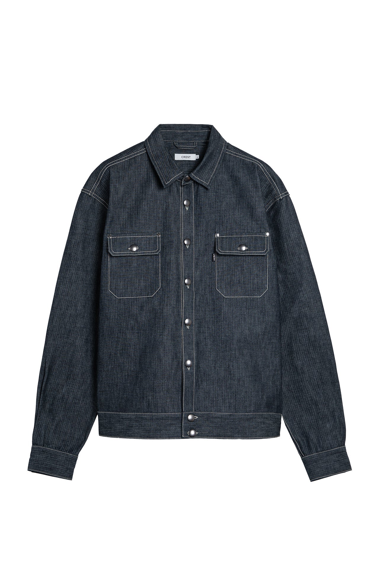 Herringbone Denim Trucker Jacket by iconic French fashion brand CREST