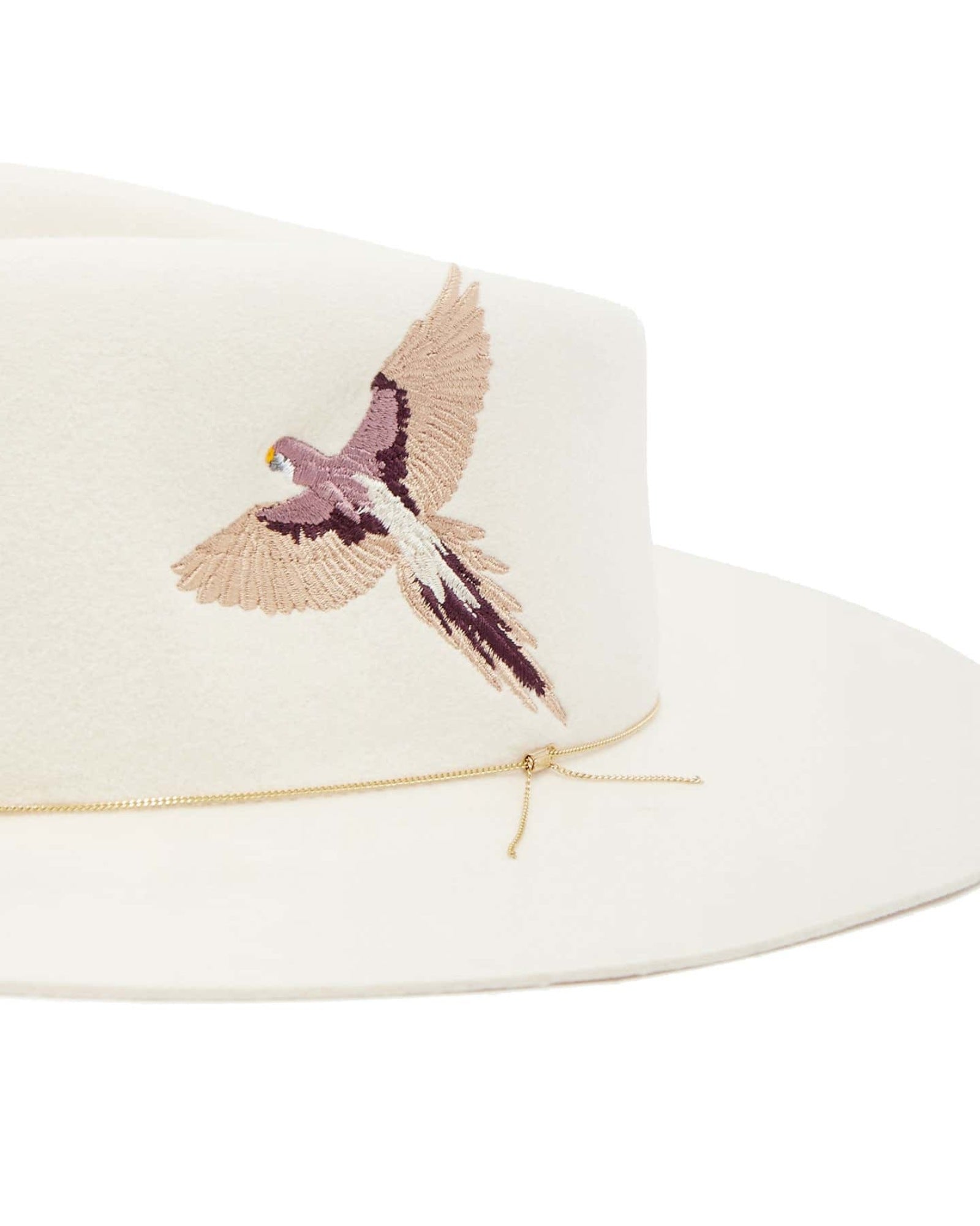 VAN PALMA - DAKOTA Embroidered Gold Trim Fedora | Off White