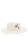 VAN PALMA - DAKOTA Embroidered Gold Trim Fedora | Off White