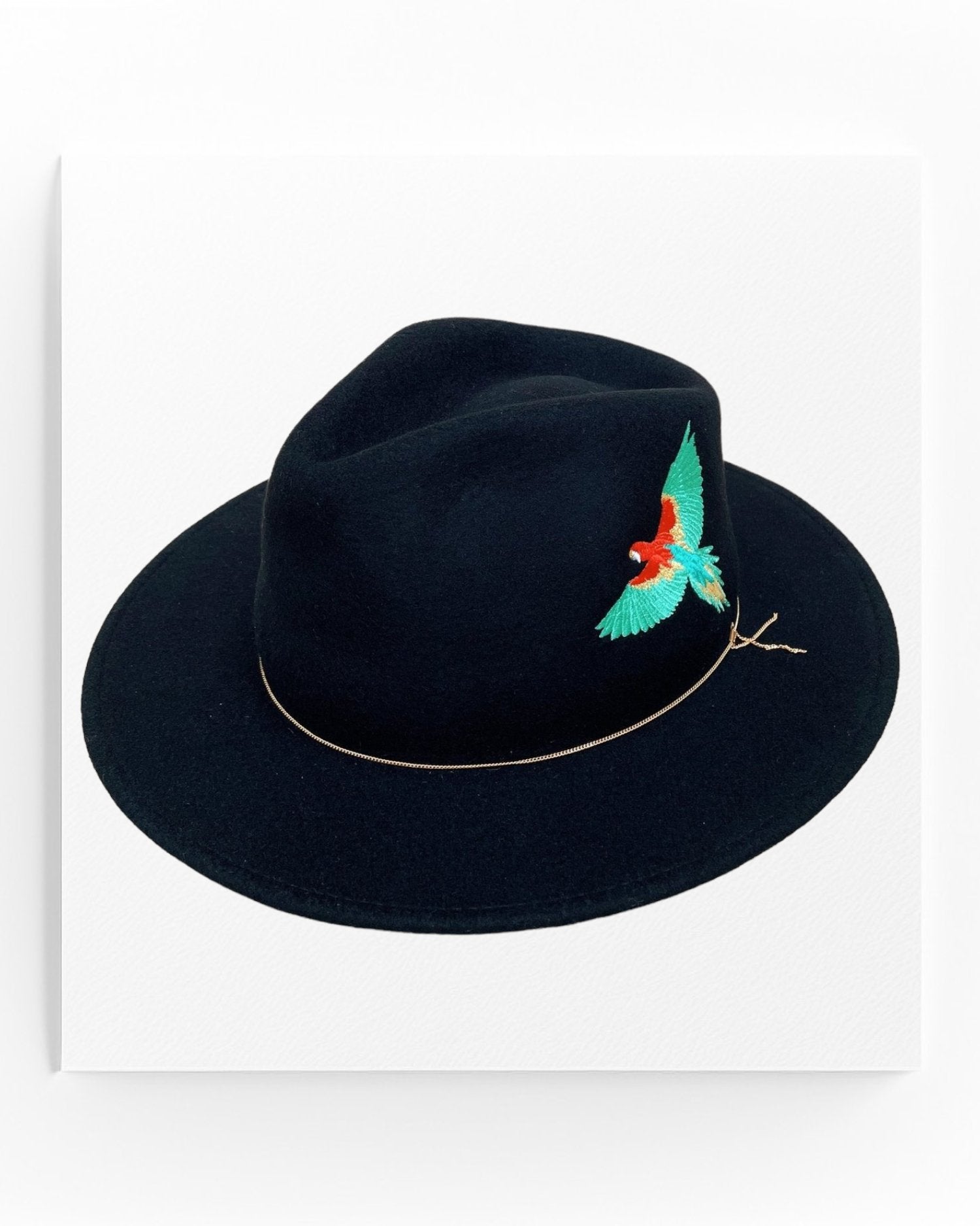 VAN PALMA - DAKOTA Felt Fedora | Black June Embroidery