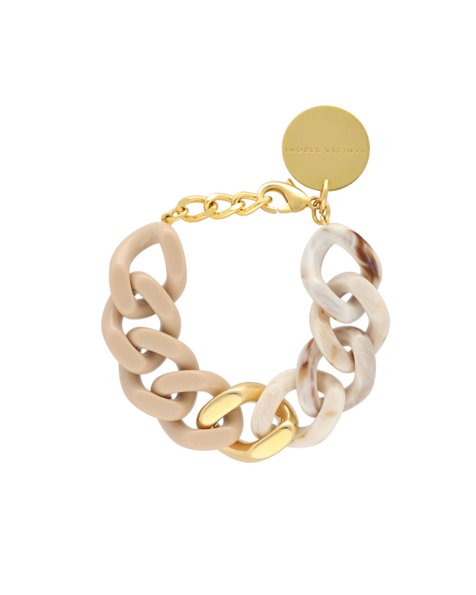 VANESSA BARONI - Flat Chain Bicolour Bracelet | Marble & Beige